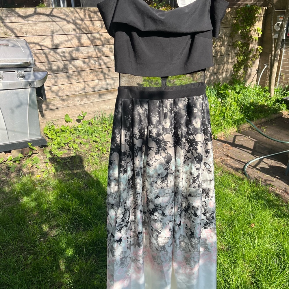 Elegant Black and Floral Two-Piece Dress